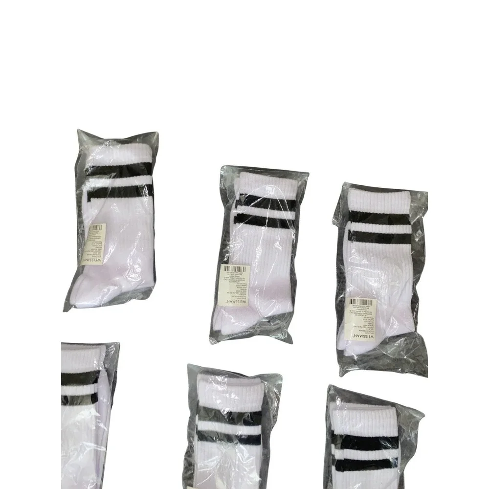 Lot of 9 Weissman Dance Socks White Black Stripes NIP Costume Accessory